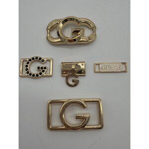 Guess Gold Shoe Emblems Set For Crafts Or Repair 5-Piece Collection With Decorat